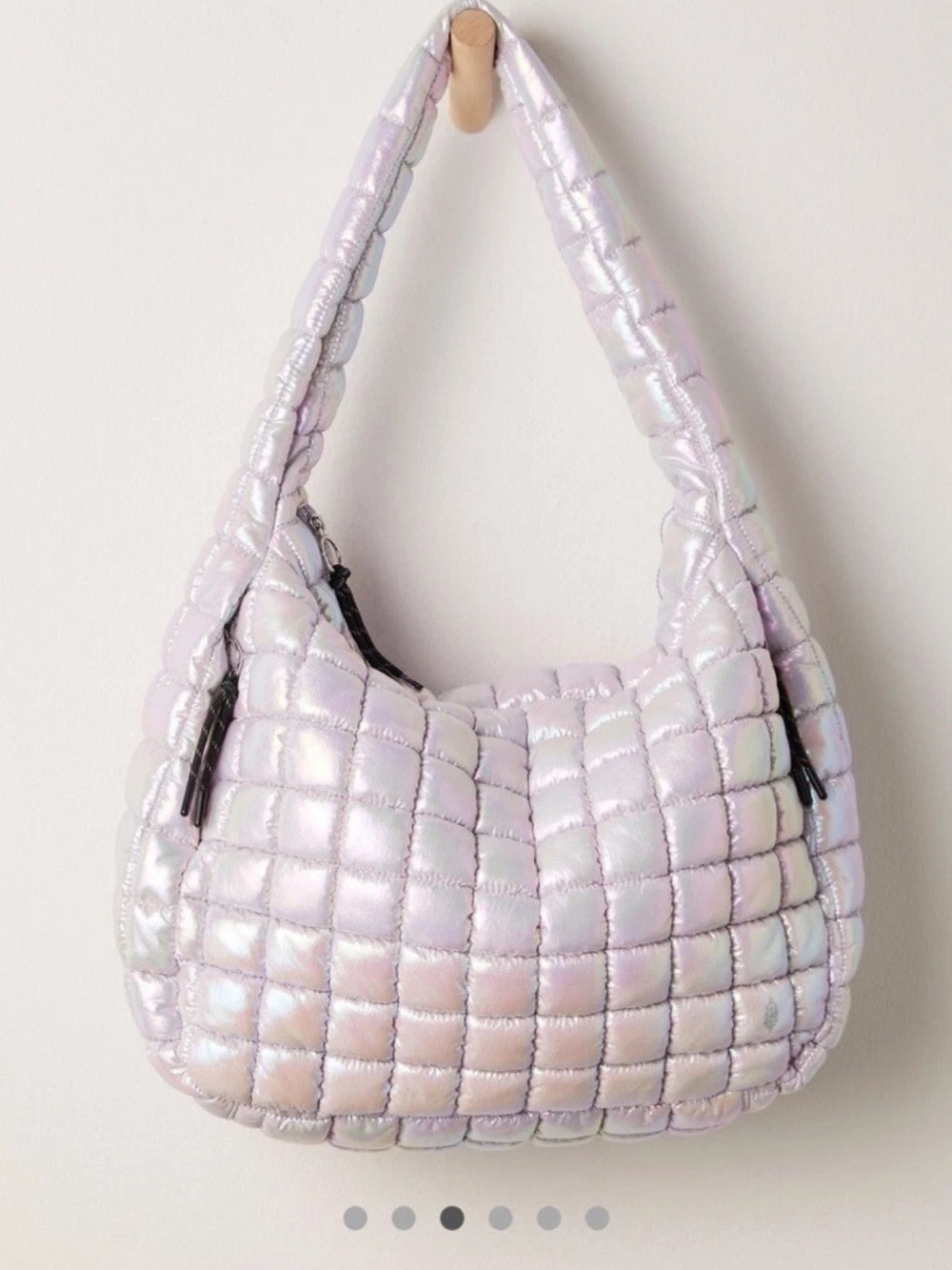 Free People Movement Iridescent Quilted Hobo Bag - Lavender large